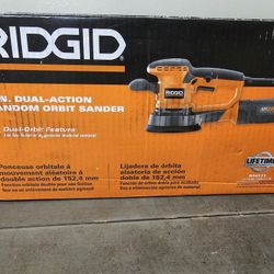 RIDGID Orange Variable-Speed Dual Random Orbital Sander 6 in. Button Switch