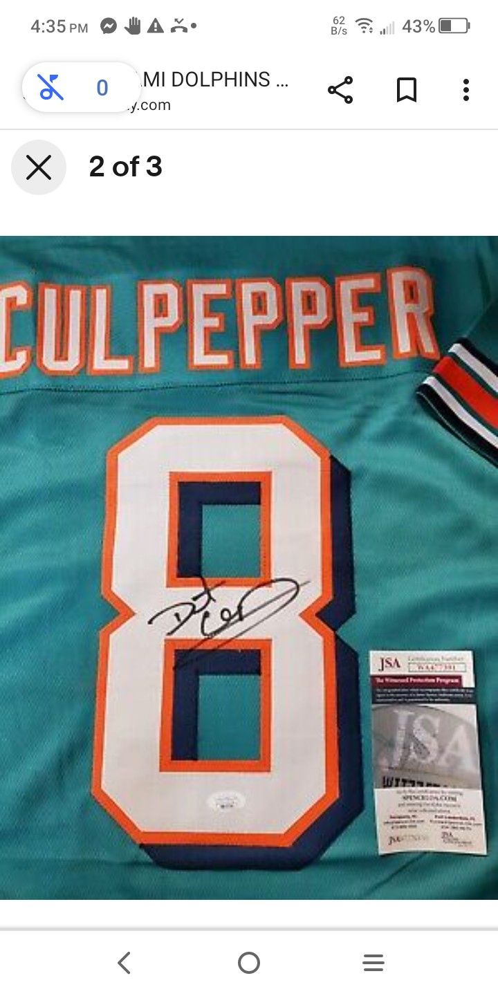 Dante Culpeper Dolphins Signed Jersey