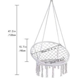 White Macrame Hanging Hammock Swing Chair