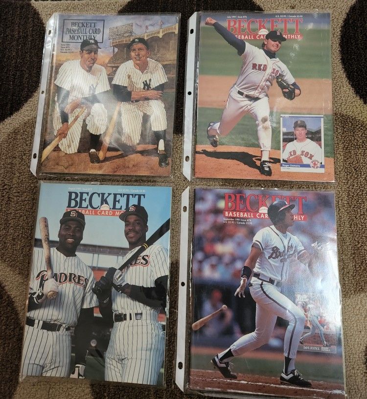Vintage 1991 Beckett Baseball Card Monthly Magazines/11 Issues