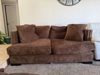 Brown 3-Seat Sofa with Nailhead Trim