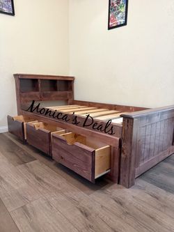 Twin Solid Wood Bed Frame With 3 Drawers $500