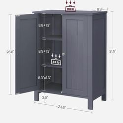 Floor Storage Cabinet, Freestanding Storage Unit with 2 Adjustable Shelves, for Bathroom Living Room Dining Kitchen, 11.8 x 23.6 x 31.5 In