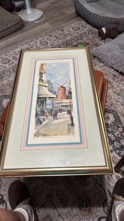 Mid century Delarues Watercolor Moulin Rouge