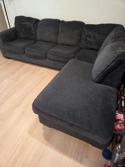 Dark Gray Fabric Sectional Sofa with Chaise