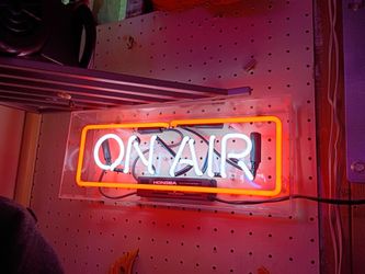 On air glass tube neon sign