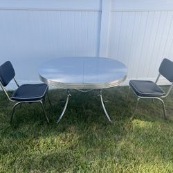 Vintage 1950's Grey Oval Formica Chrome Dinette Dining Kitchen Table 30"X48"