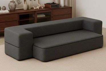 Folding Memory Foam Futon Sofa Bed, Dark Grey