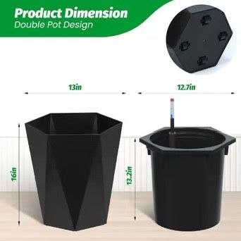 Qeetex Tall Diamond Planters Set of 2 Distinctive Shape Design Water Level Window Smooth  $50