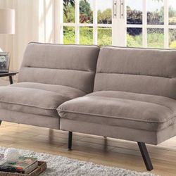 NEW PLUSH GRAY ADJUSTABLE FUTON SOFA SLEEPER