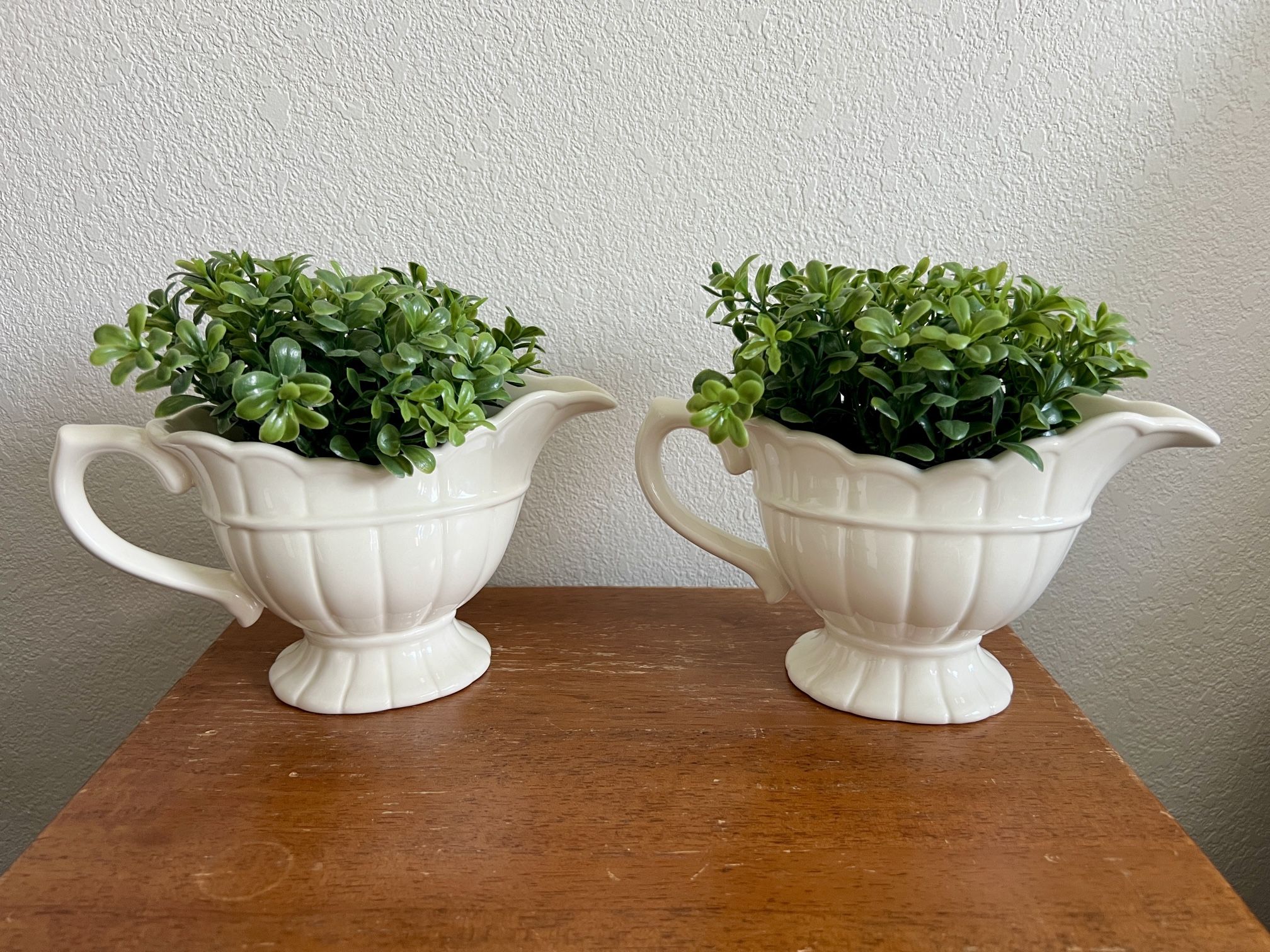 gravy boat faux plant decor
