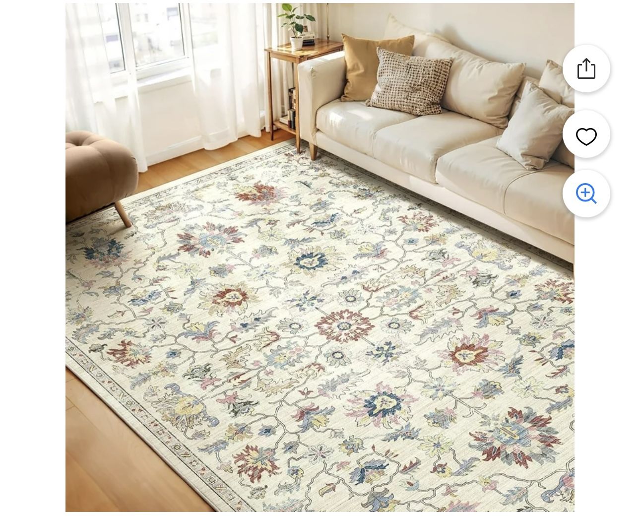 New- 8 X 10 Boho Floral Washable Rug
