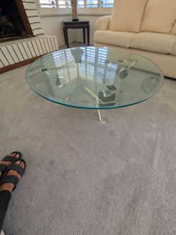 ​Vintage Postmodern Lucite & Chrome Glass Coffee Table (Lawrence Furniture)