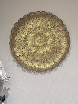 Large Gold Metal Decorative Wall Medallion – Intricate Boho/Moroccan Wall Art