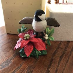 Beautiful 1997 Christmas Chickadee Porcelain Bird