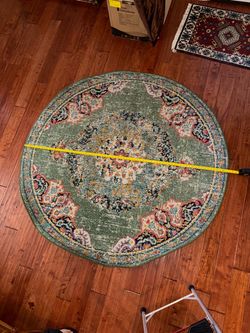 Round Green Medallion Area Rug