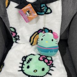 Hello Kitty Frankenstein Halloween Blanket And Mini Squishmallow