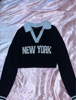 New York Cropped Polo Knit Sweater