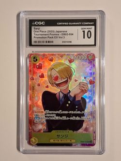 **2025 One Piece Japanese Tournament Promo Pack EX Vol. 3 Sanji #EB02-054 CGC 10 GEM MINT**