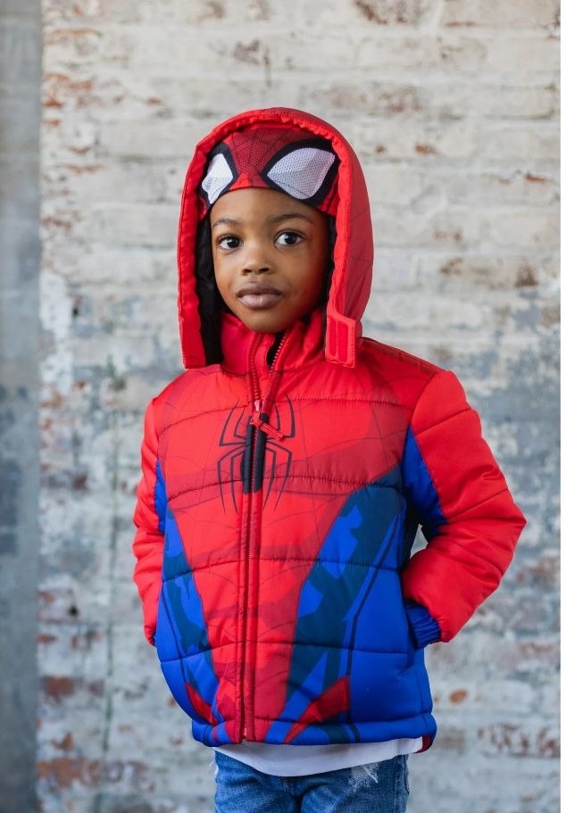 Marvel Spider-Man Toddler Boys Zip Up Winter Coat Puffer Jacket Toddler 3t