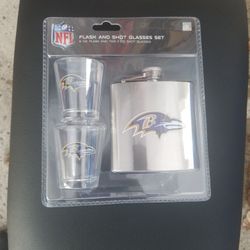 Baltimore Ravens Flask And Shot Glass Set