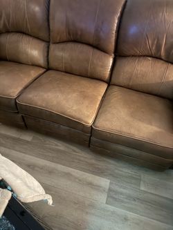 Brown Leather 3-Seat Sofa