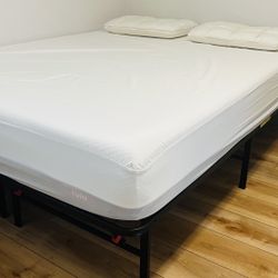 Queen Bed Set – Mattress + Frame + 2 Pillows – $300