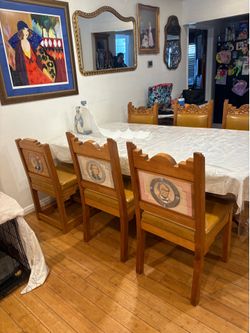Set of six handmade vintage modern style Hacienda chair chairs