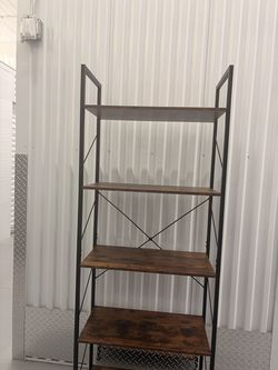 5-Tier Industrial Bookshelf – Rustic Wood & Black Metal - $65