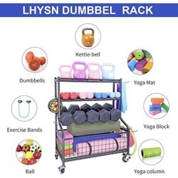 New Workout Storage Organizer for Dumbbells Kettlebells, Yoga Mat and Resistance Bands,