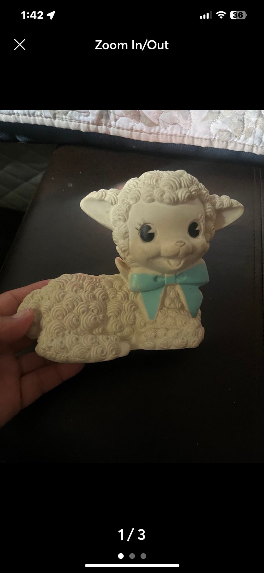 Vintage 1955 Sun Rubber Co. Squeaky white & blue Sheep