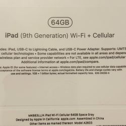 iPad (9th Generation) 64GB Wi-Fi + Cellular 
