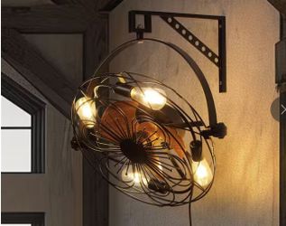 20 in. Indoor/Covered Outdoor Black Cage Wall Mounted Ceiling Fan with Light and Remote