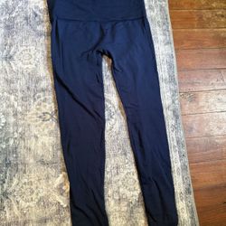 YELETE Plus Size Navy Blue Fleece Leggings With Tummy Control 