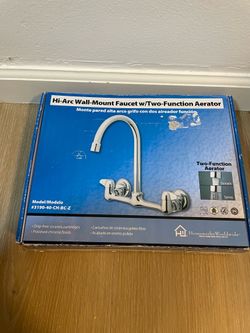 Homewerks Hi-Arc Wall Mount Kitchen Faucet w/ Two-Function Aerator – New Open Box