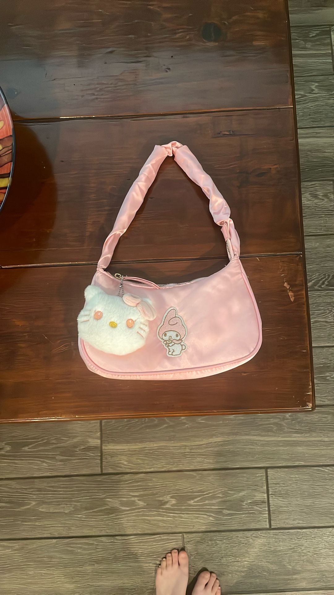 My Melody Handbag Purse With Hello Kitty Charm