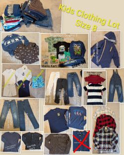 Kids Clothing  Lot Boys Size 8 brands are vineyard vines, Gymboree, Ralph Lauren, Janie and jack, Gap Kids, Minecraft