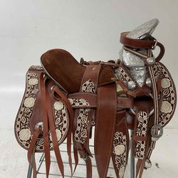 Montura charra Pitiada original con Herraje y fuste plateado completo