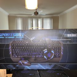 Sports Bot Gaming Set Includes Mouse, Keyboard And Headset