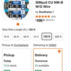 6/3 Romax Wires 125 Feet