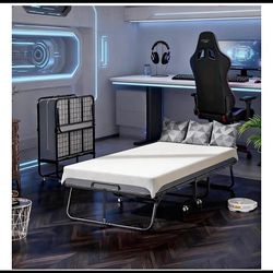 Folding Bed with Mattress, Twin Foldable Bed, Roll Away Beds. 33.1L×15.4W×20.5H  Roll Away Portabl