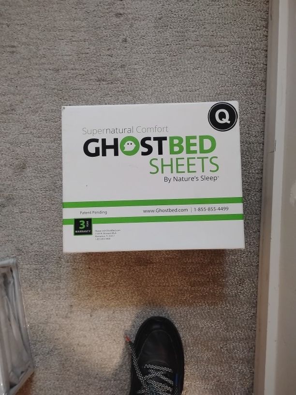 GHOST BED SHEETS (New)Size Q/Grey