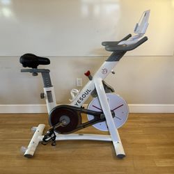 Yesoul White Exercise Bike  With Upgraded Seat Cushion And SPD Pedals