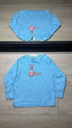 Vintage 1990s Toddlers Embroidered Bunny Long Sleeve Shirt
