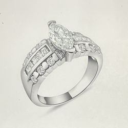 Plata Wedding Engagement Ring Size 5,7,9 Option 