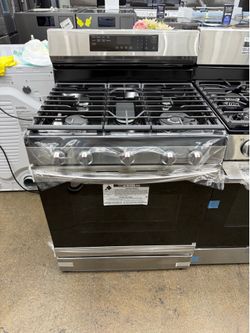 New open box Samsung Stainless steel 5 burner range stove