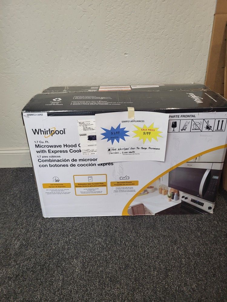 🌹Spring Sale! New Whirlpool Stainless Over The Range Microwave-Warranty Included