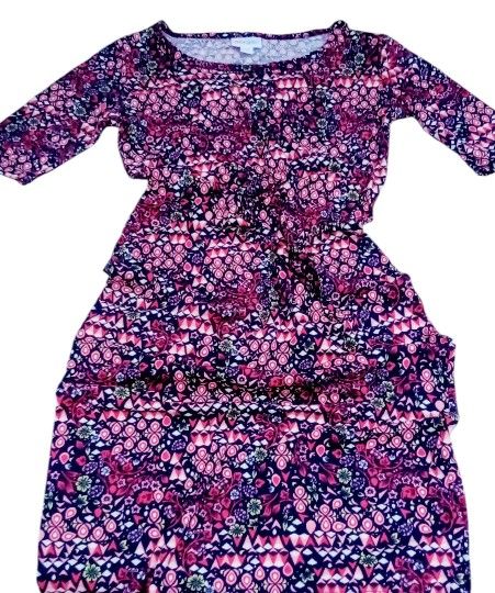 LulaRoe Julia Floral Purple Midi Stretch Pullover Pencil Dress