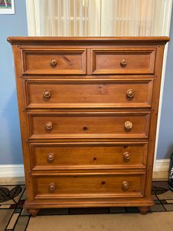Rustic Pine 5-Drawer Tall Dresser