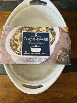 CORNINGWARE FRENCH WHITE 2 PIECES NEW REFRACTARIO NUEVO